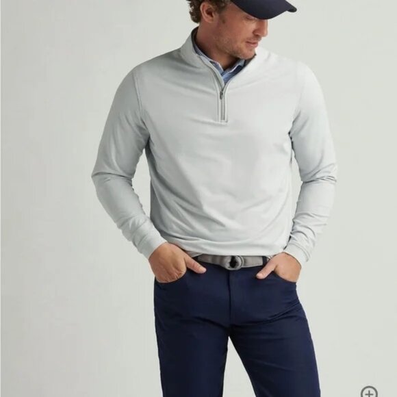 Peter Millar Wicking Performance Quarter Zip Light Pullover Logo XL Ice Gray - Picture 1 of 10